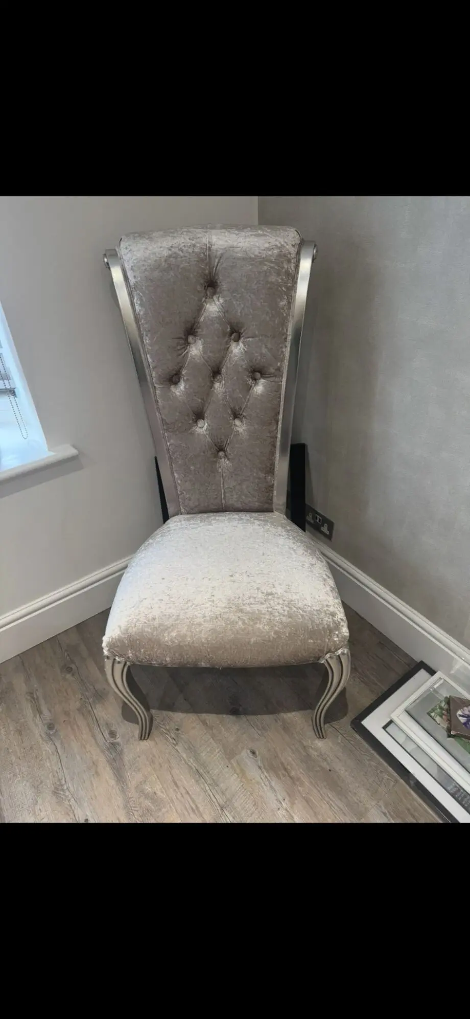Silver High Backed Elegant Dining Chairs x 10 for sale