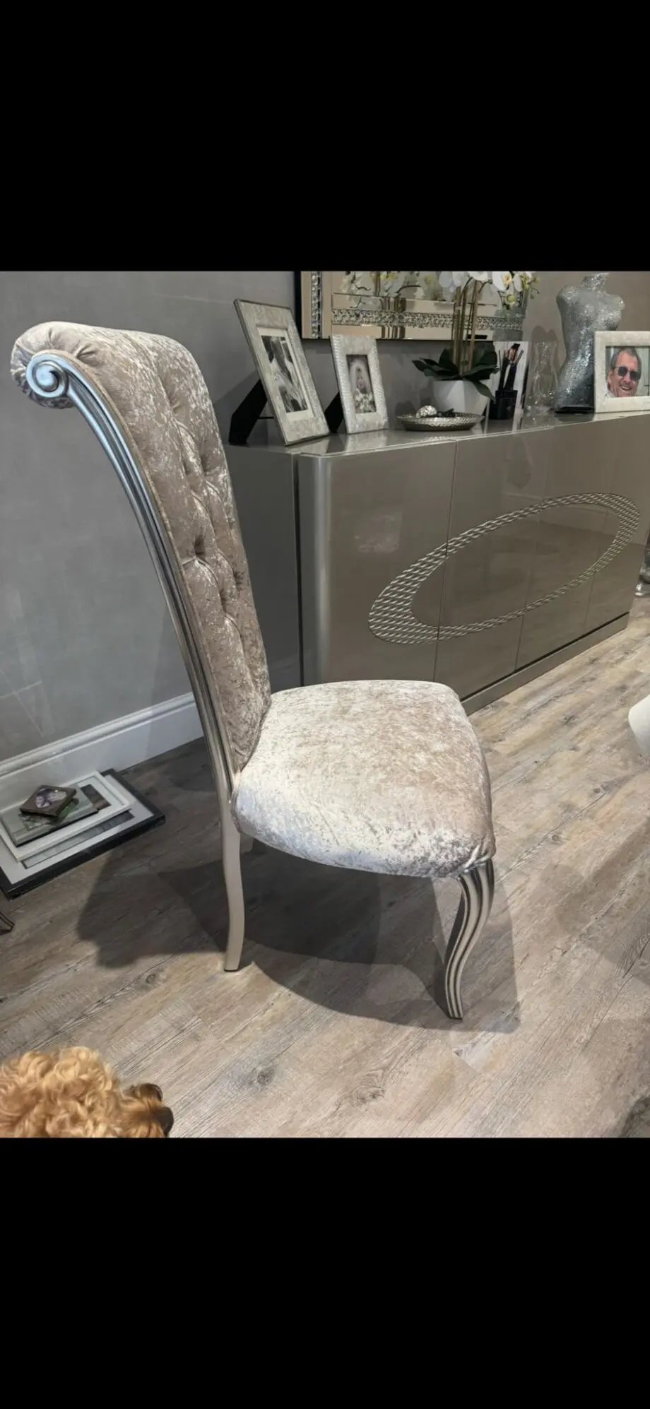 Silver High Backed Elegant Dining Chairs x 10 for sale