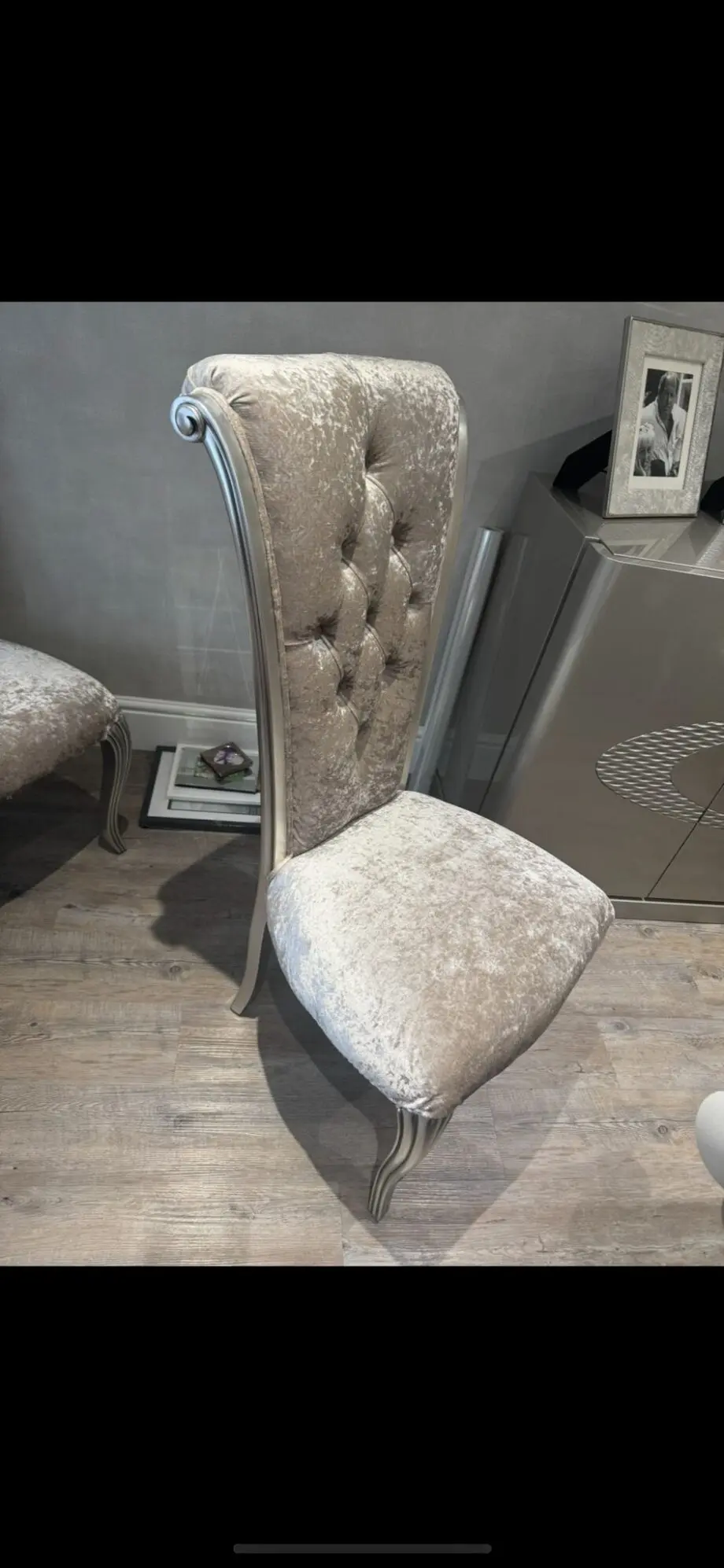 Silver High Backed Elegant Dining Chairs x 10 for sale