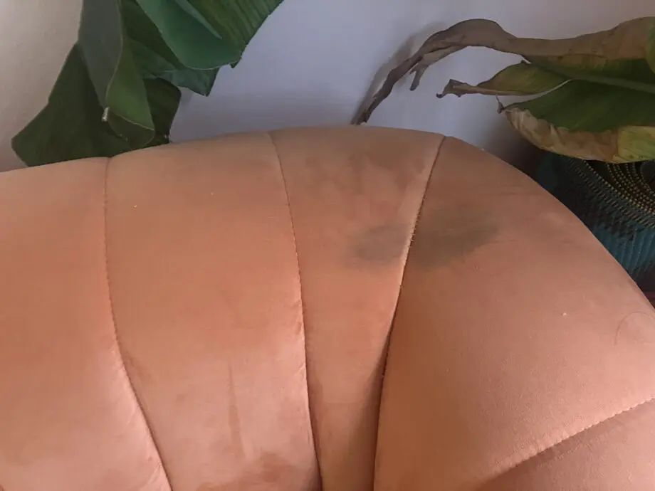 Orange velvet 3 seater sofa