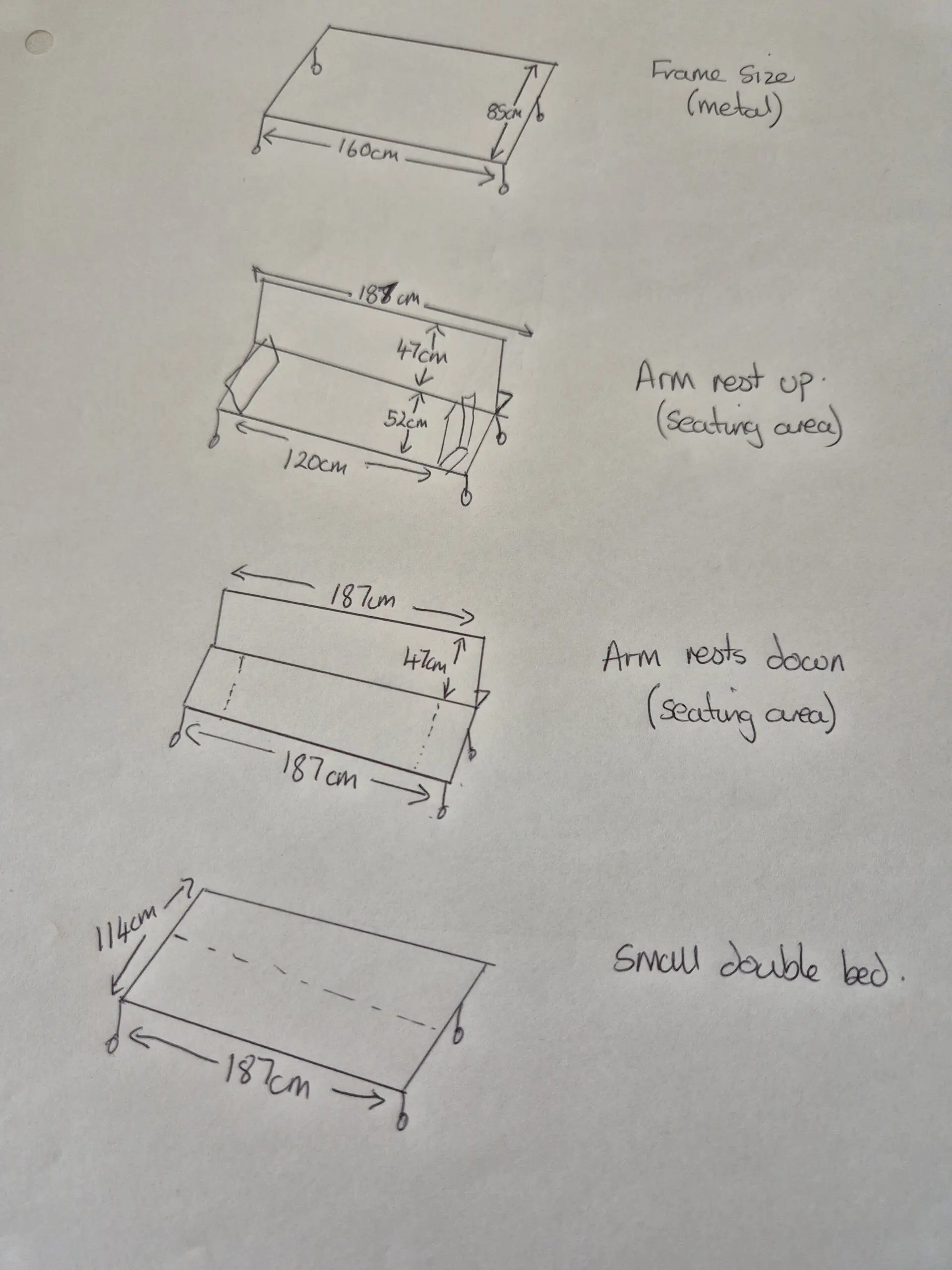 Benson for Beds Metal Frame Small Double Sofa Bed