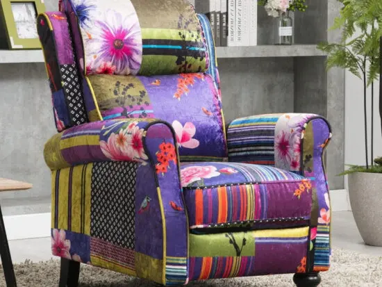 Fabric Patchwork Mary Manual Recliner Chair