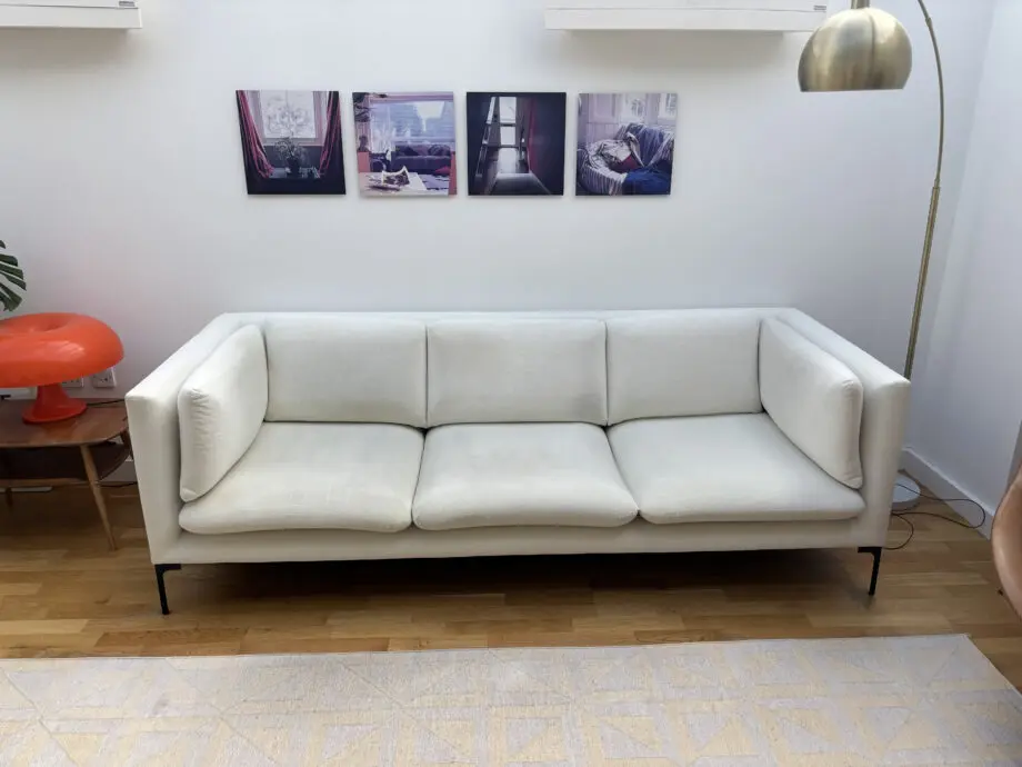 British Design Shop: Douglas 3 seater sofa by Russell Gillott (large) in Splash Bone Fabric (5 years old)