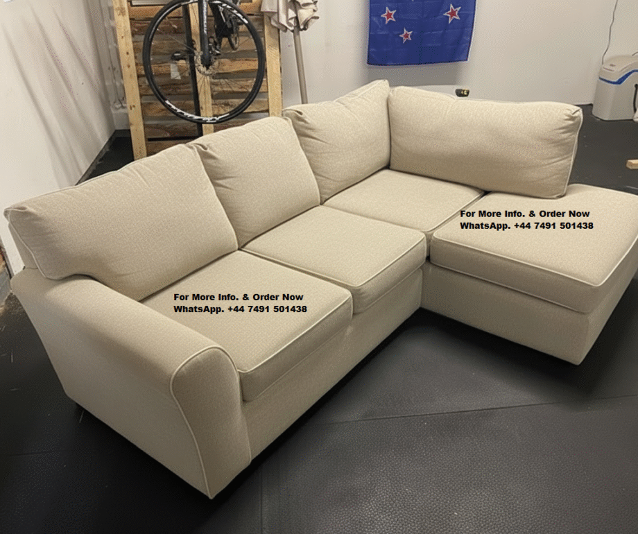 Next Brand Stamford Corner Sofa || Upholstered in a Beige Fabric.