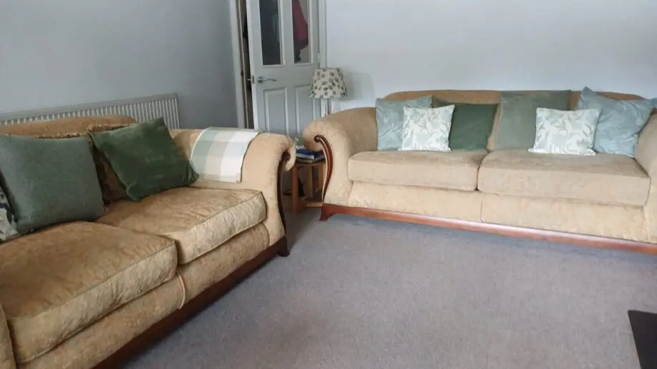 Elegant and Traditional Gold/Green Settees from DFS