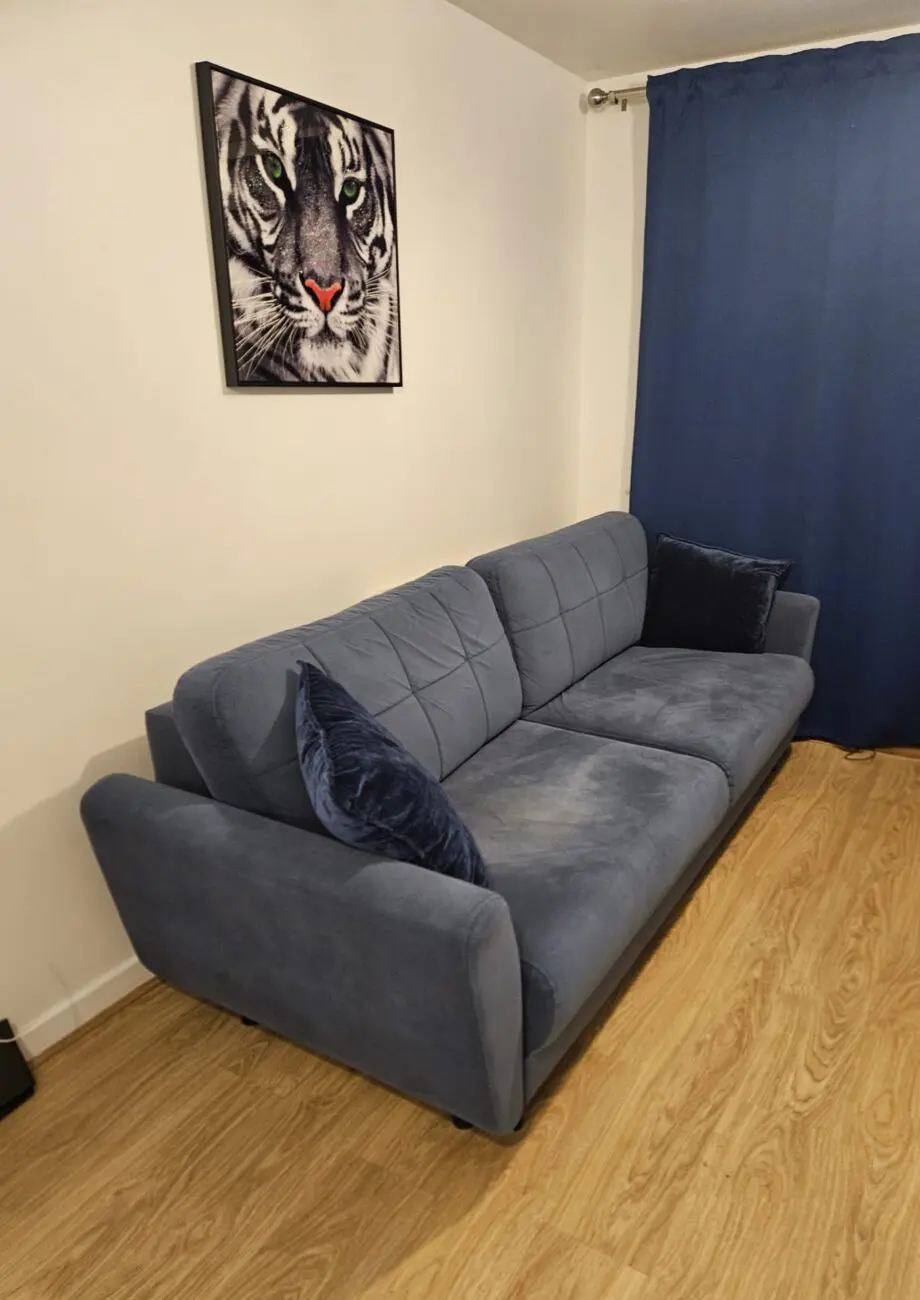 Nice 3 seater blue sofa bed