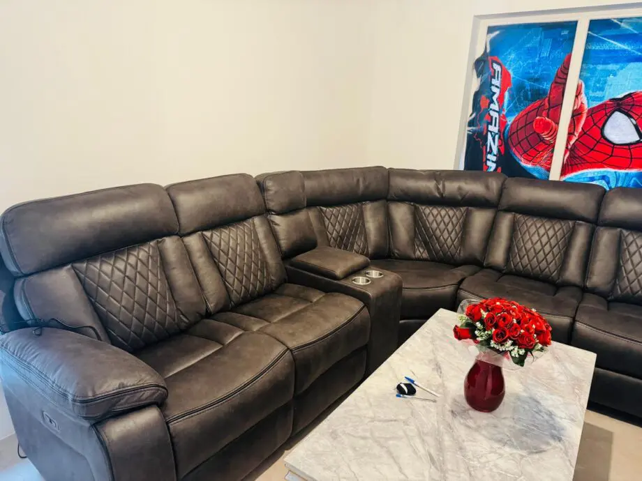 NCF Brown color U-shaped sofa with one Recliner and Measurement -I’m not sure if I’ve measured this correctly or not. Please measure it again before taking it.
