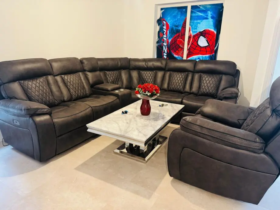 NCF Brown color U-shaped sofa with one Recliner and Measurement -I’m not sure if I’ve measured this correctly or not. Please measure it again before taking it.