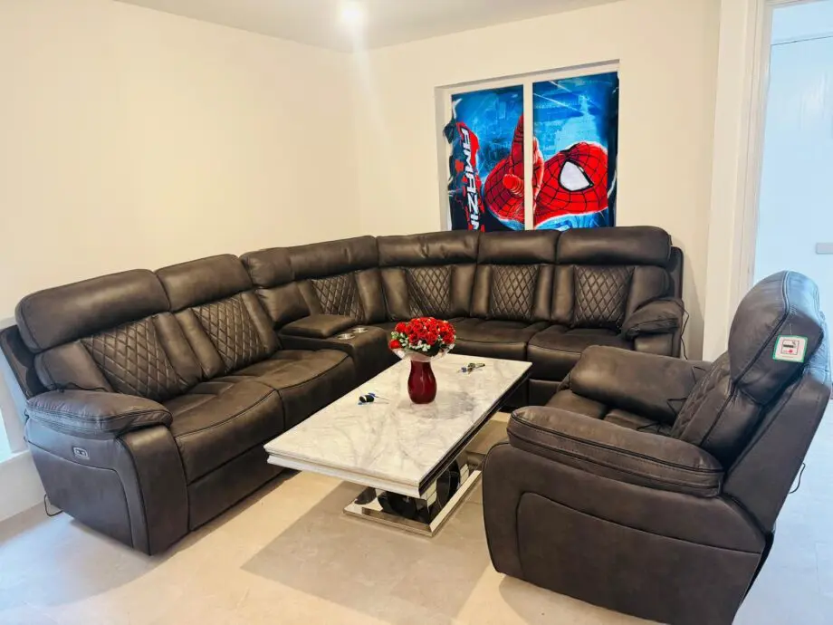NCF Brown color U-shaped sofa with one Recliner and Measurement -I’m not sure if I’ve measured this correctly or not. Please measure it again before taking it.