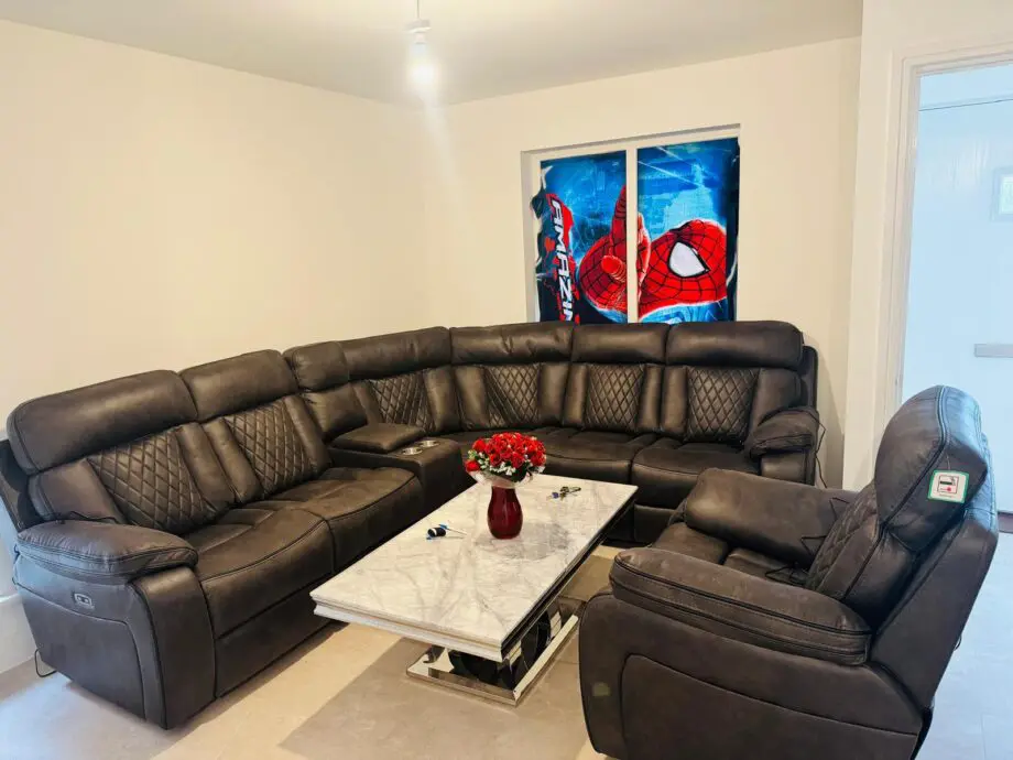 NCF Brown color U-shaped sofa with one Recliner and Measurement -I’m not sure if I’ve measured this correctly or not. Please measure it again before taking it.
