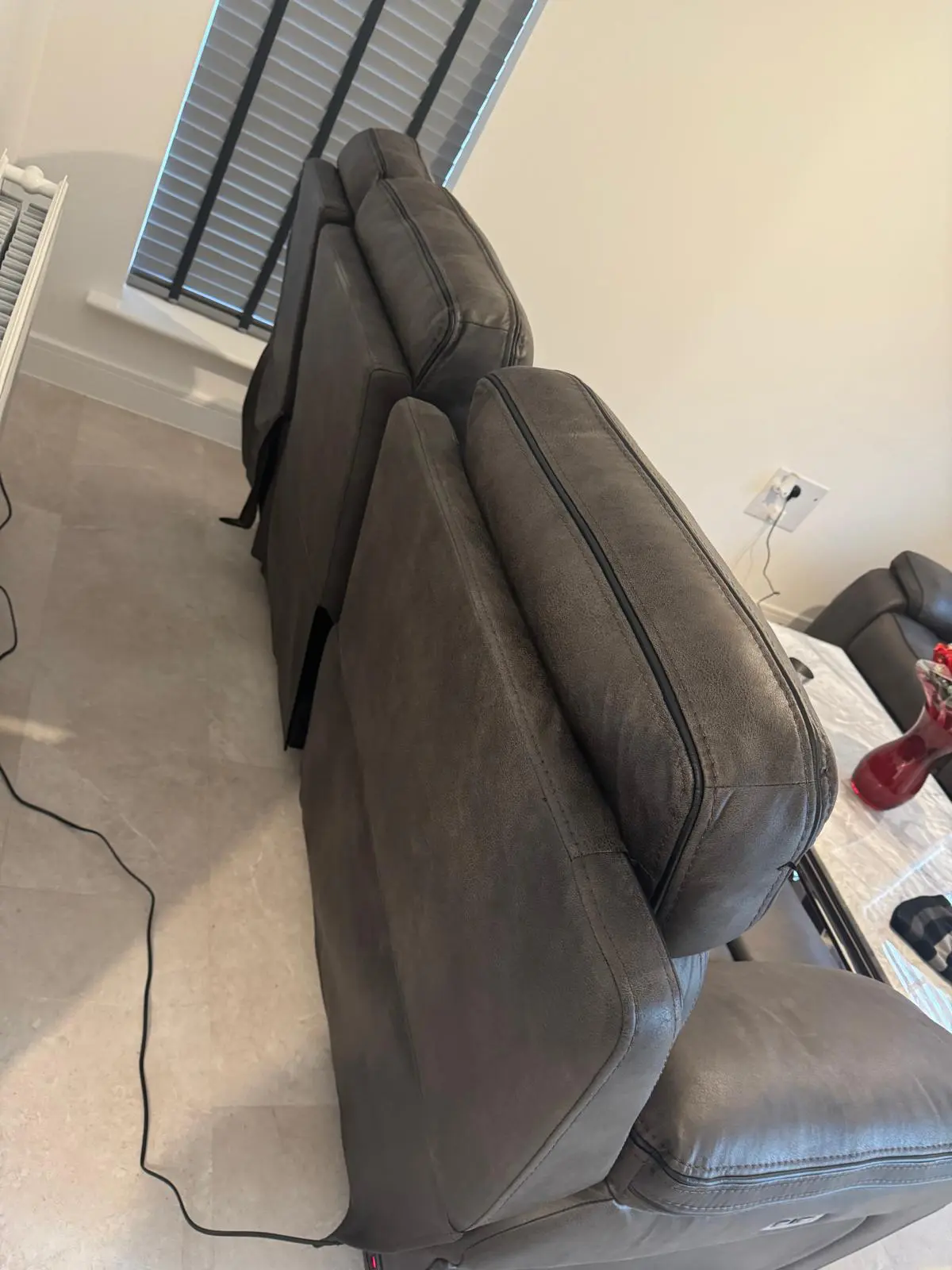 NCF+Brown+U shaped corner sofa with charging points on and Recliner