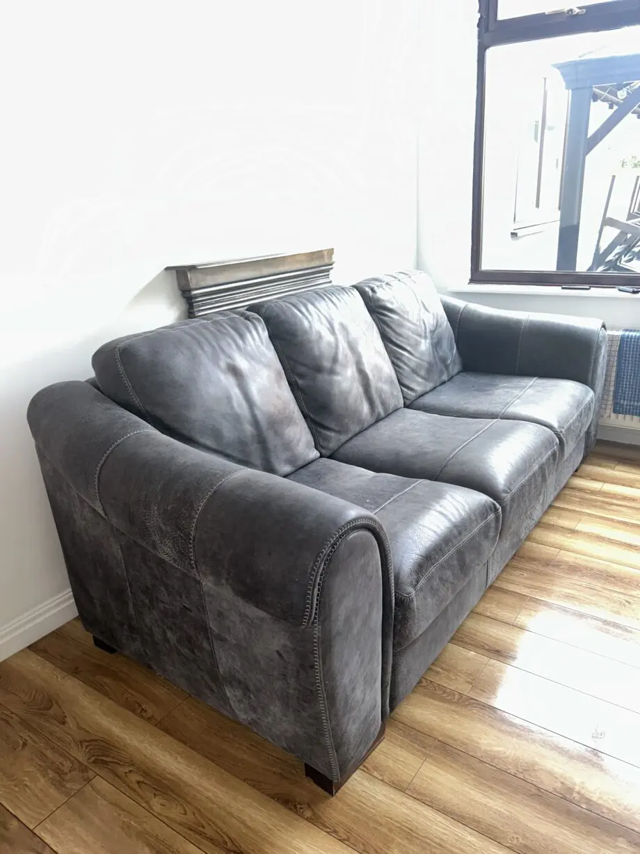 Galleria Grey leather 3 seater sofa sofology