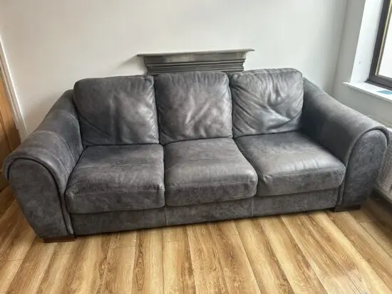 Galleria Grey leather 3 seater sofa sofology