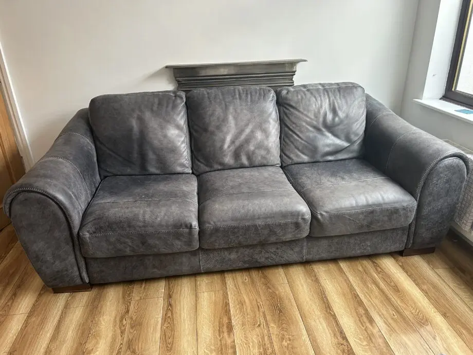 Galleria Grey leather 3 seater sofa sofology