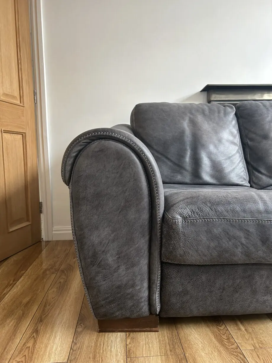 Galleria Grey leather 3 seater sofa sofology
