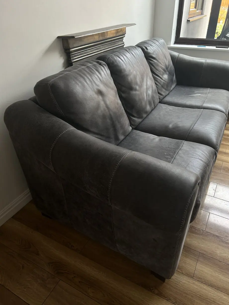 Galleria Grey leather 3 seater sofa sofology