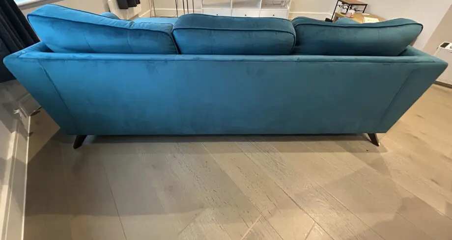 DFS Teal velvet L shape sofa