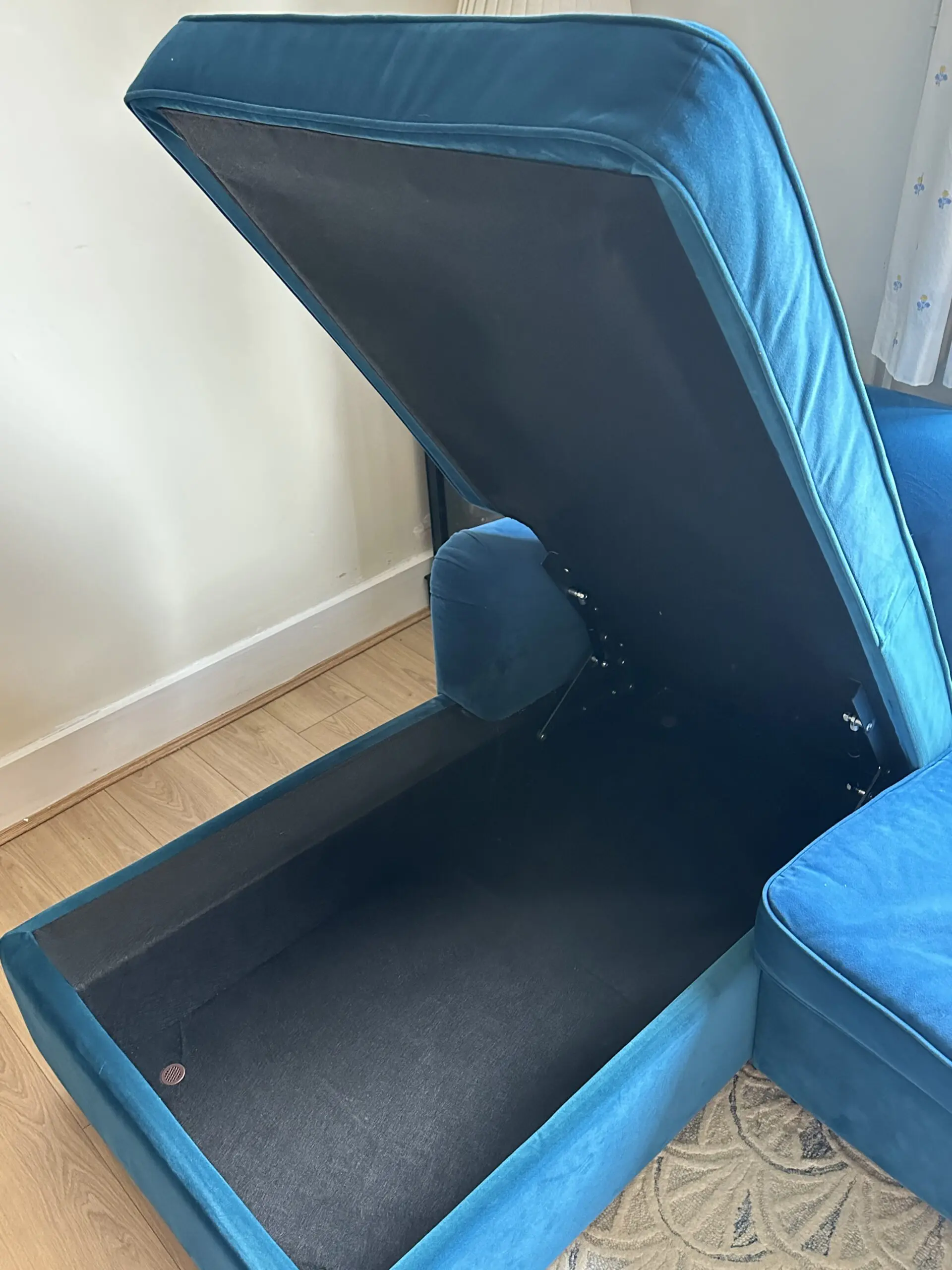 Made.com Orson Sofabed with corner storage ottoman in Seafoam Blue