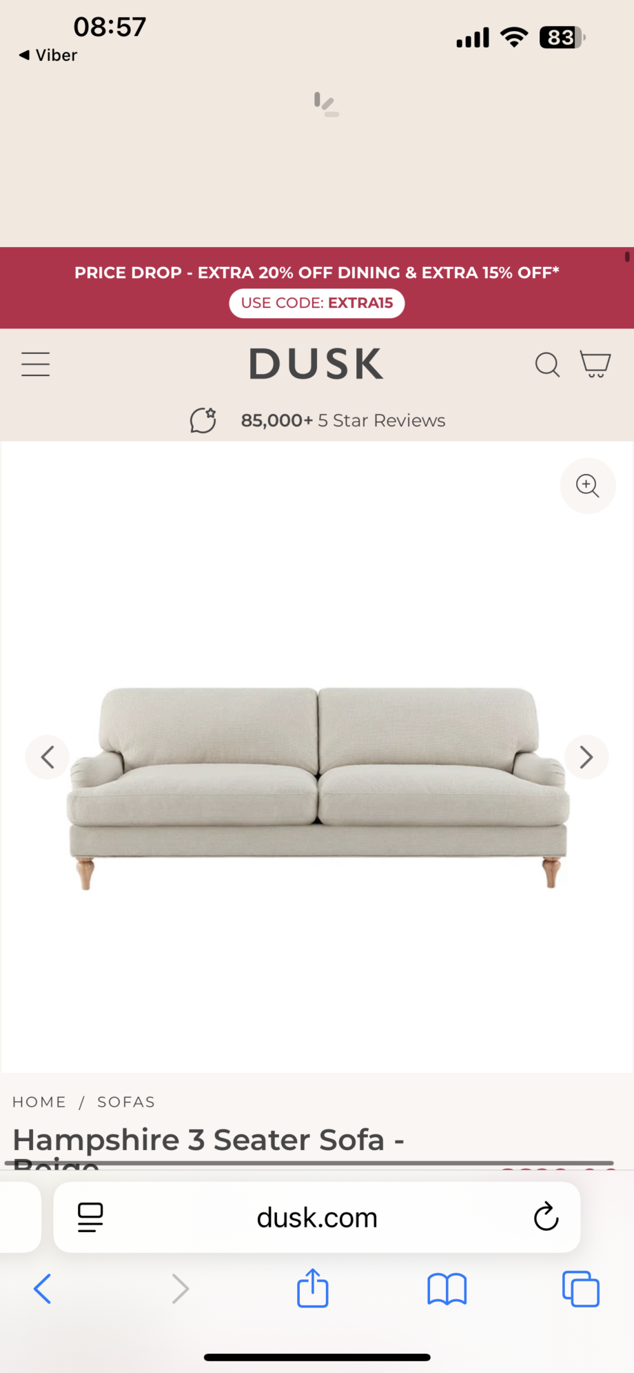 Brand Dusk , Name Hampshire 3 seater sofa
