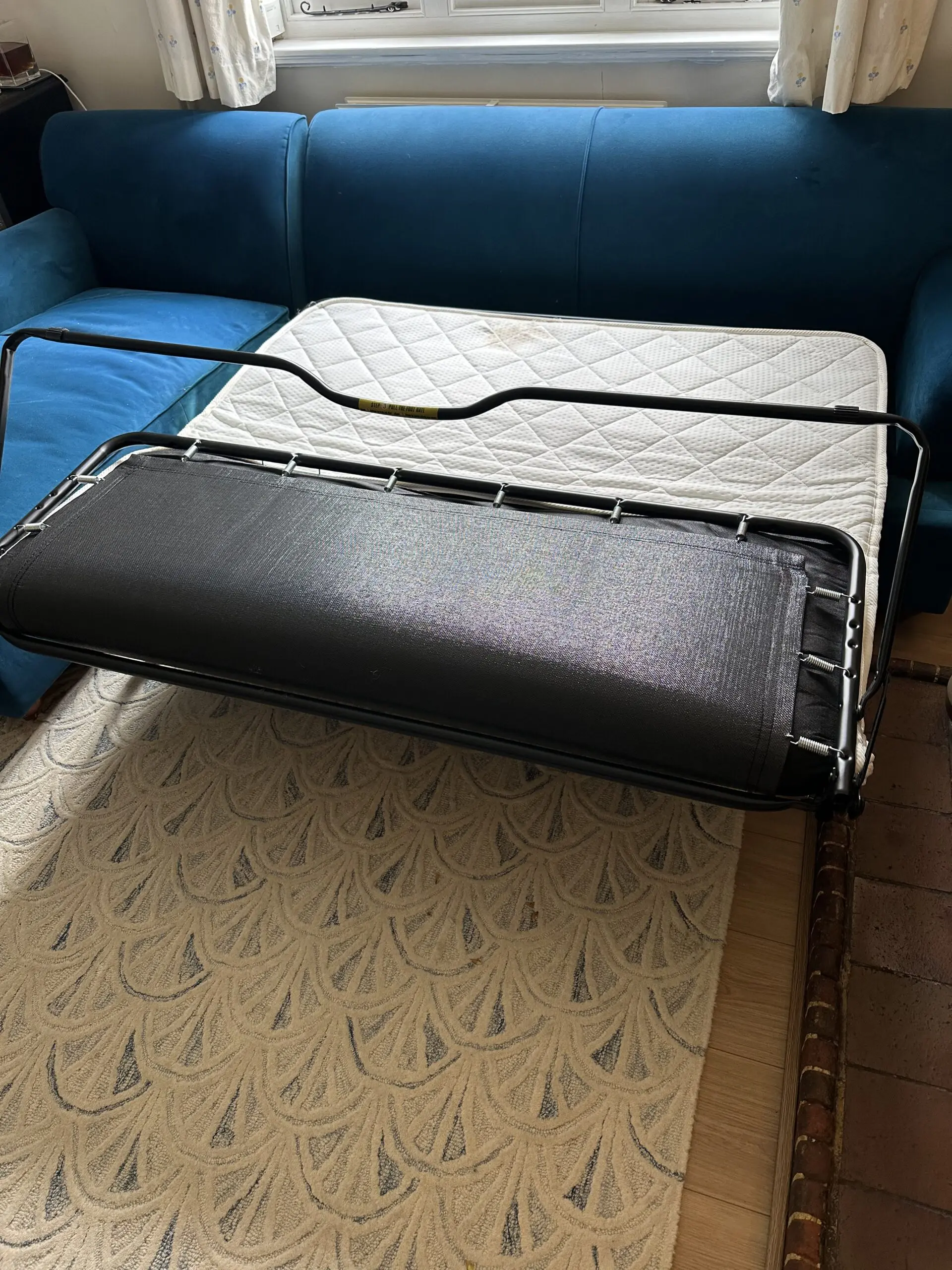 Made.com Orson Sofabed with corner storage ottoman in Seafoam Blue