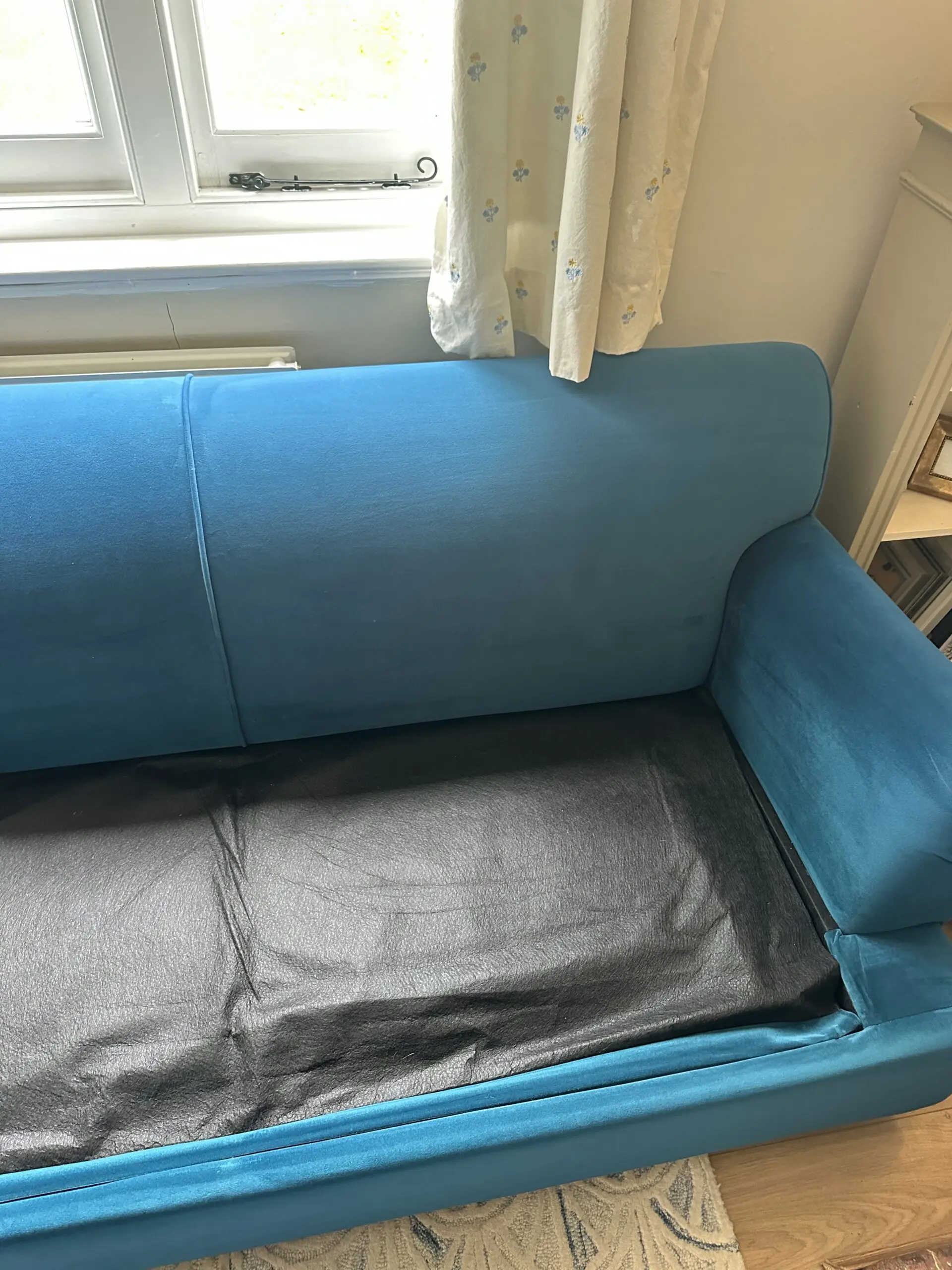 Made.com Orson Sofabed with corner storage ottoman in Seafoam Blue