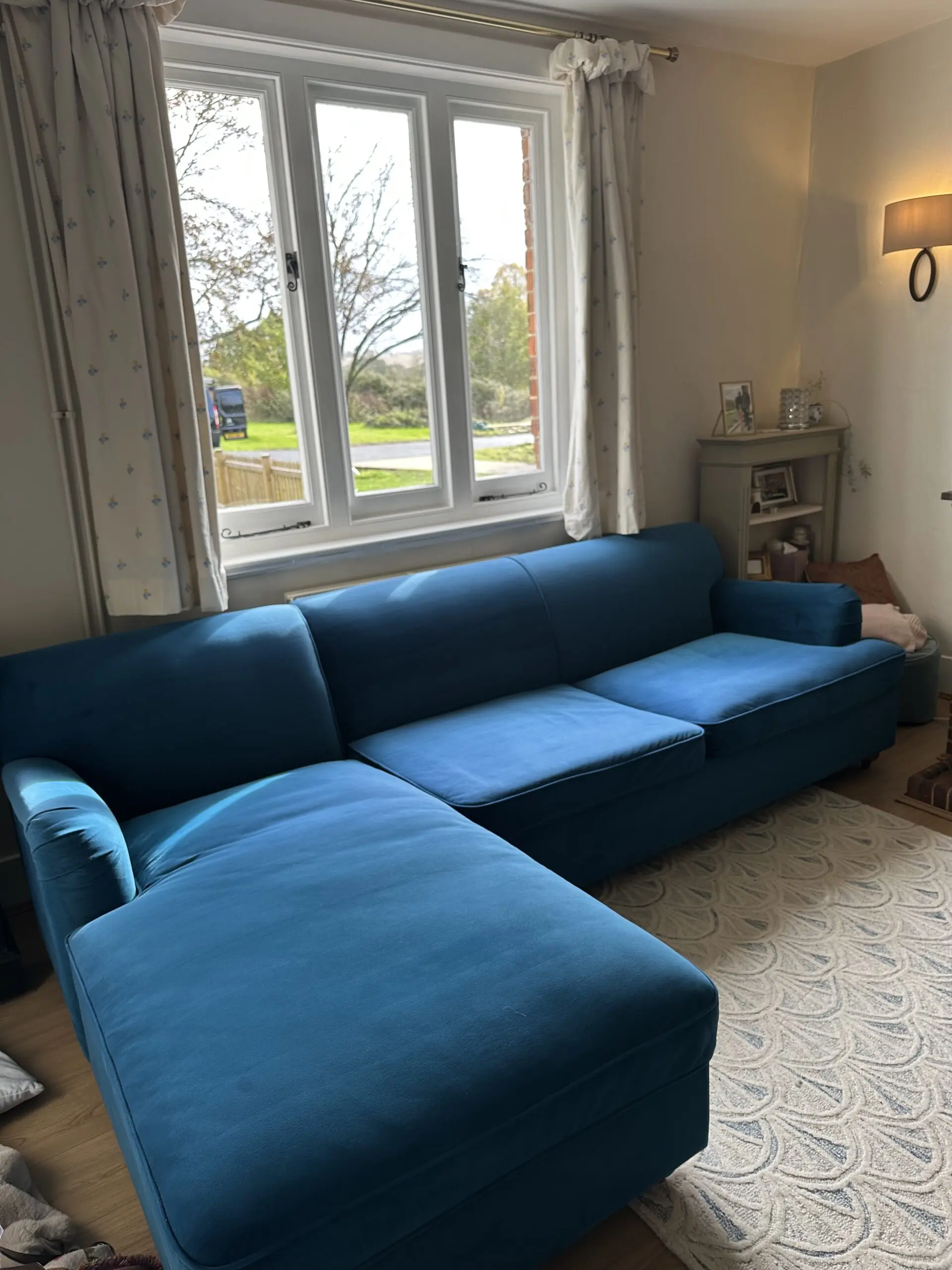 Made.com Orson Sofabed with corner storage ottoman in Seafoam Blue