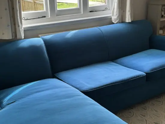 Made.com Orson Sofabed with corner storage ottoman in Seafoam Blue
