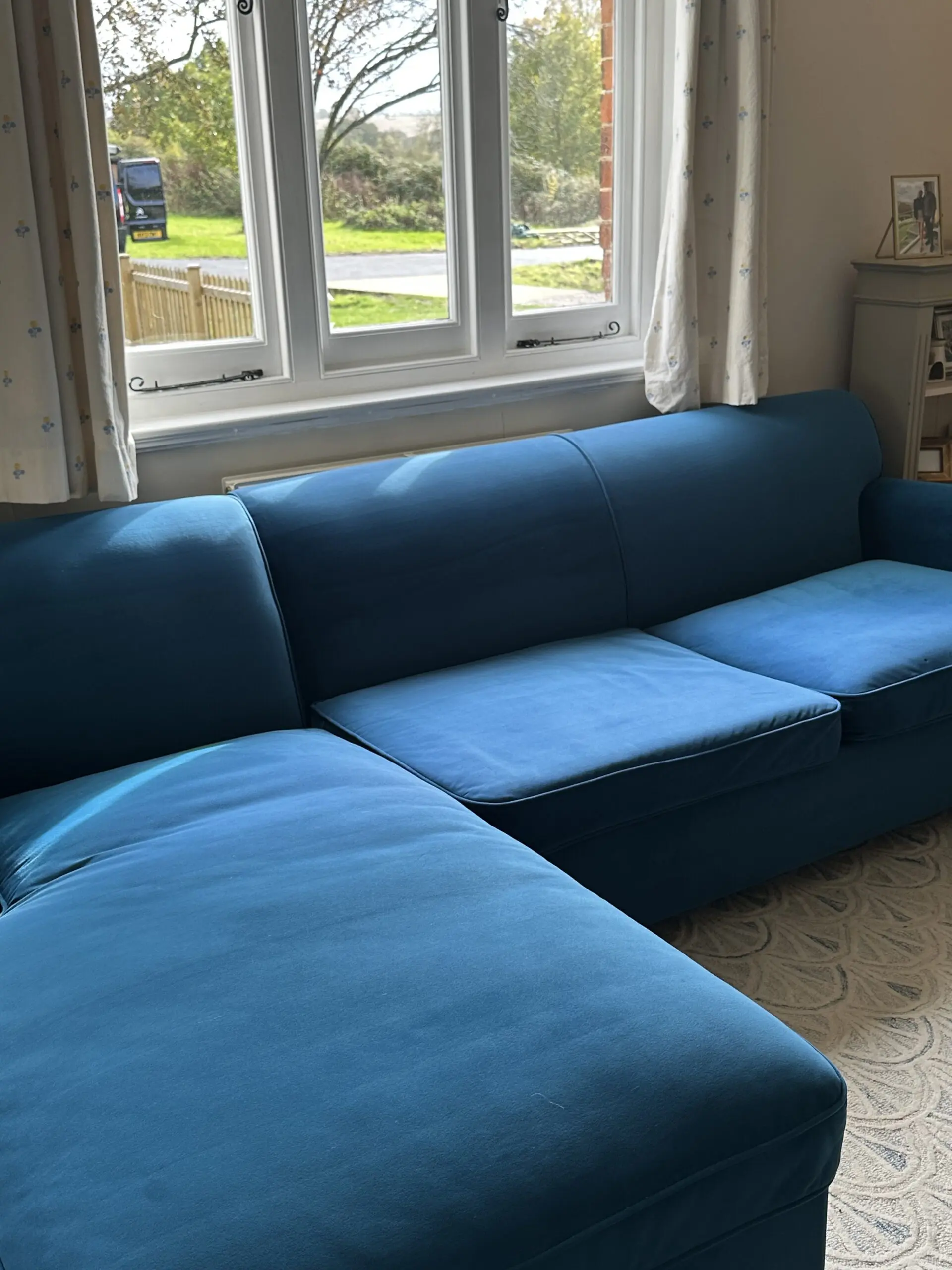 Made.com Orson Sofabed with corner storage ottoman in Seafoam Blue