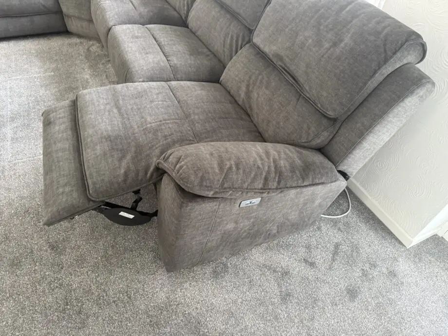 Goodwood Modular 5 Seat Corner Recliner with Footstall- Plush Charcoal