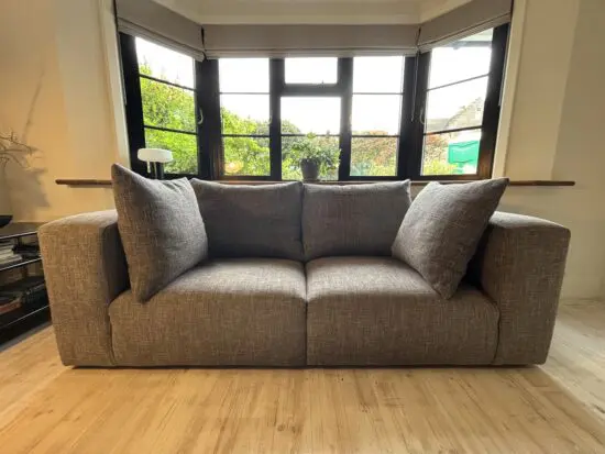 Pre-loved Heals Opera 2-Seater Sofa, Trent steel grey fabric. Very good condition.