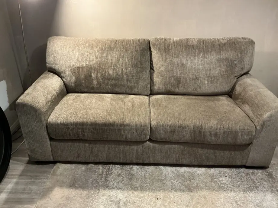 Mink 3 & 2 seater sofas & footstool, only 3 months old!