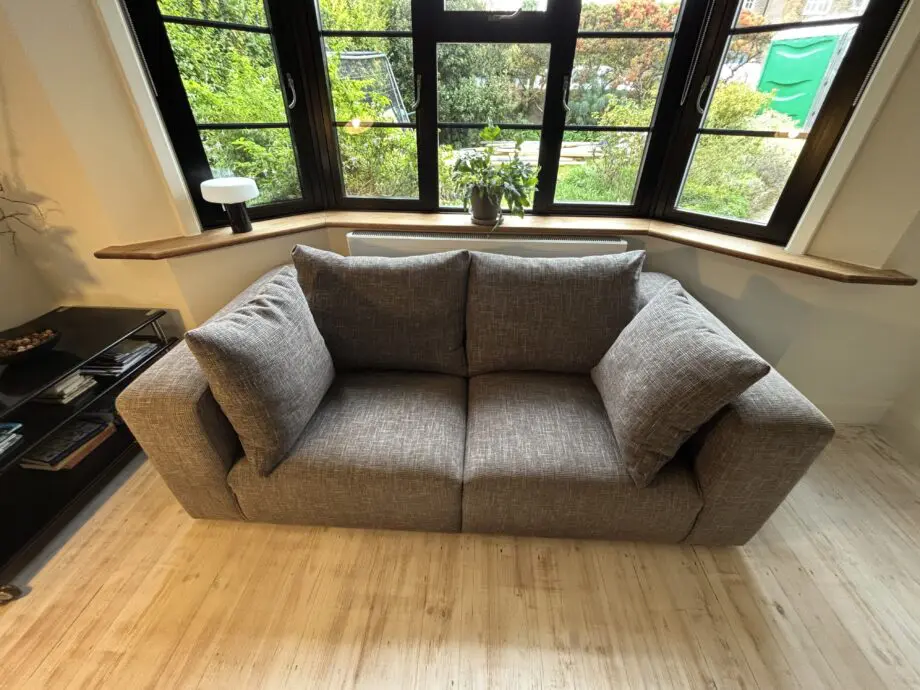 Pre-loved Heals Opera 2-Seater Sofa, Trent steel grey fabric. Very good condition.