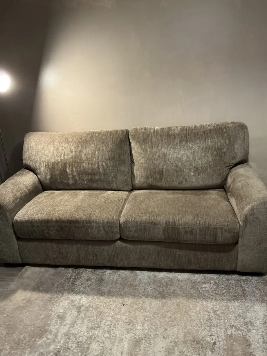 Mink 3 & 2 seater sofas & footstool, only 3 months old!