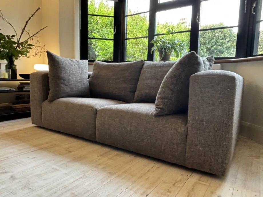 Pre-loved Heals Opera 2-Seater Sofa, Trent steel grey fabric. Very good condition.