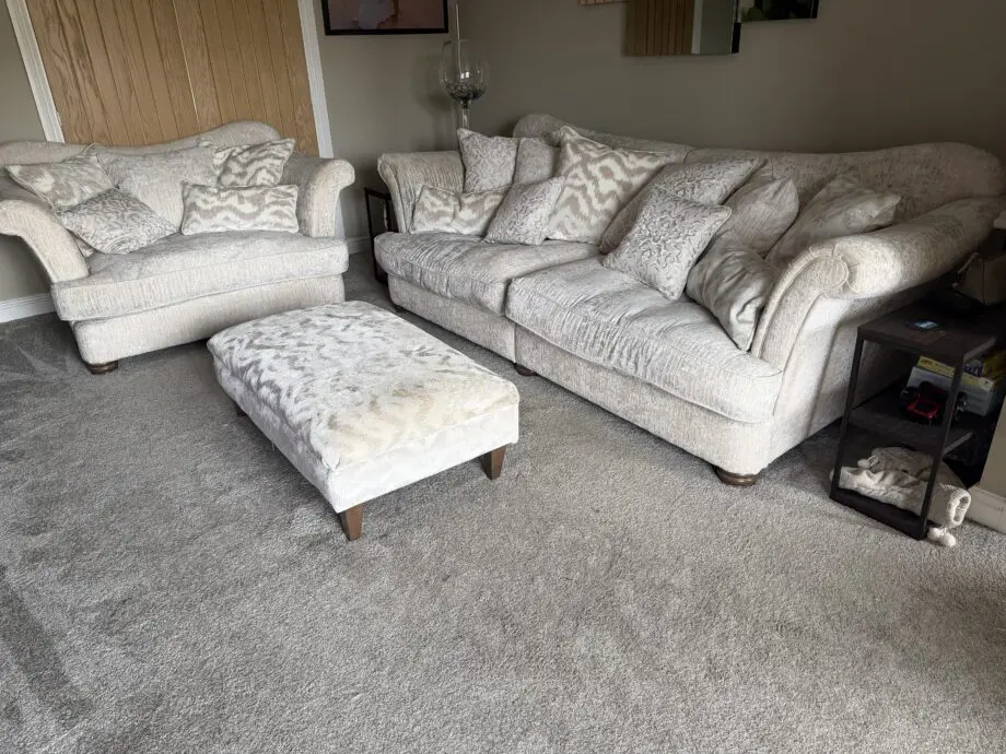 Ariana Sofology Cream Fabric Sofa Set with Cushions