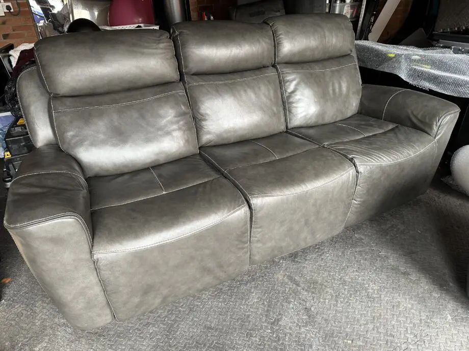 DFS Grey Reclining Leather Sofa and Chair