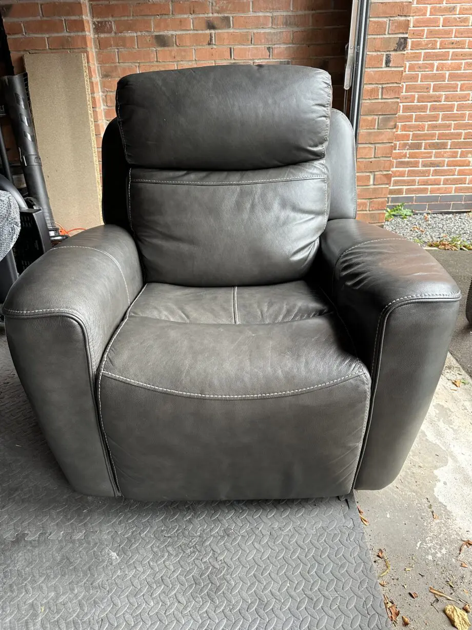 DFS Grey Reclining Leather Sofa and Chair