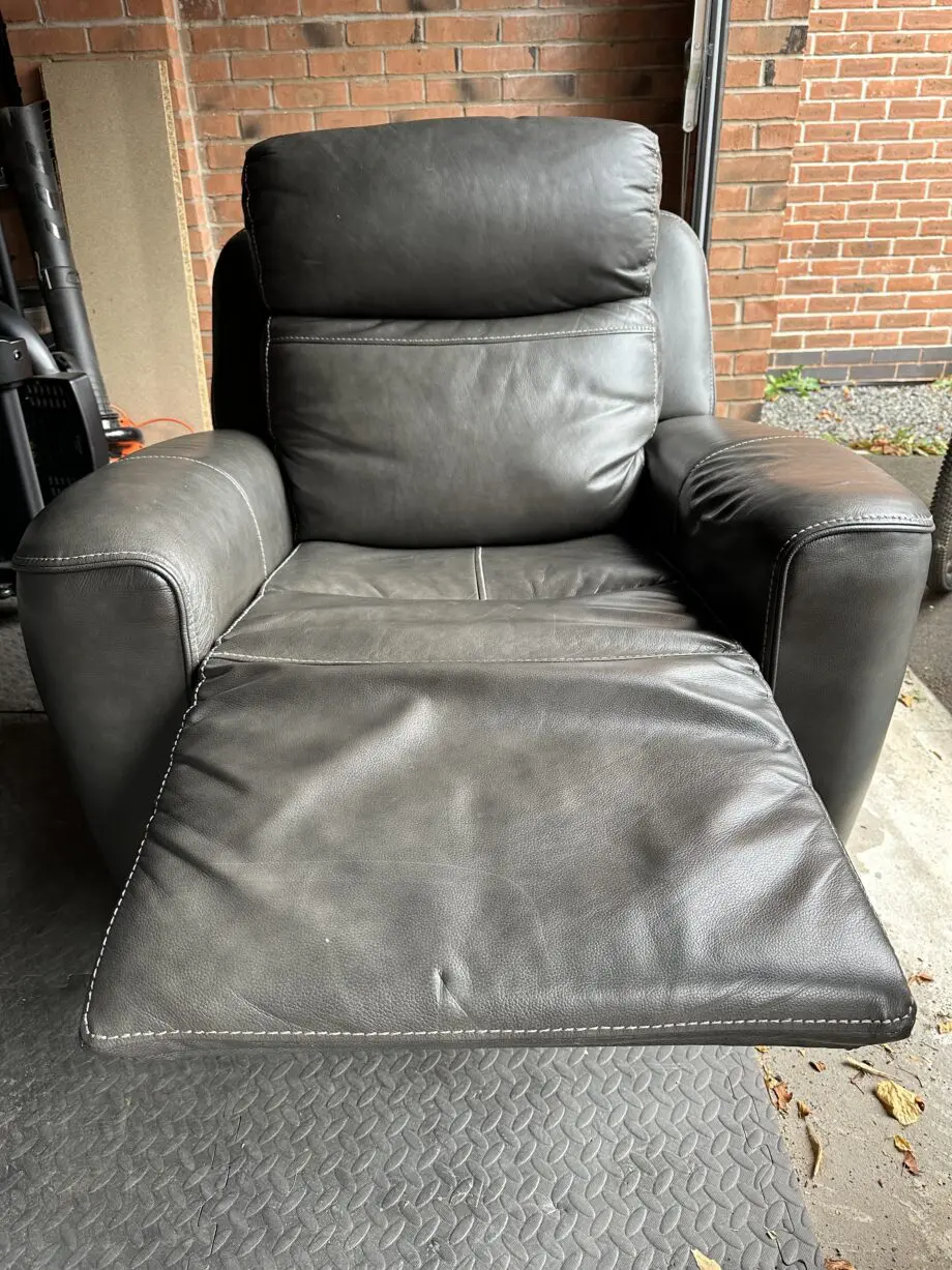 DFS Grey Reclining Leather Sofa and Chair