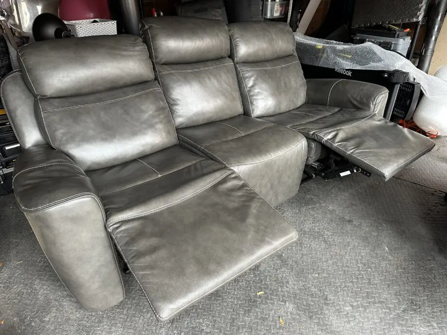 DFS Grey Reclining Leather Sofa and Chair