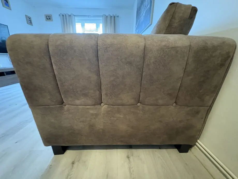 Mariah 2 Seater Fabric Classic Back Sofa & Mariah Classic Back Fabric Snuggler Chair brown