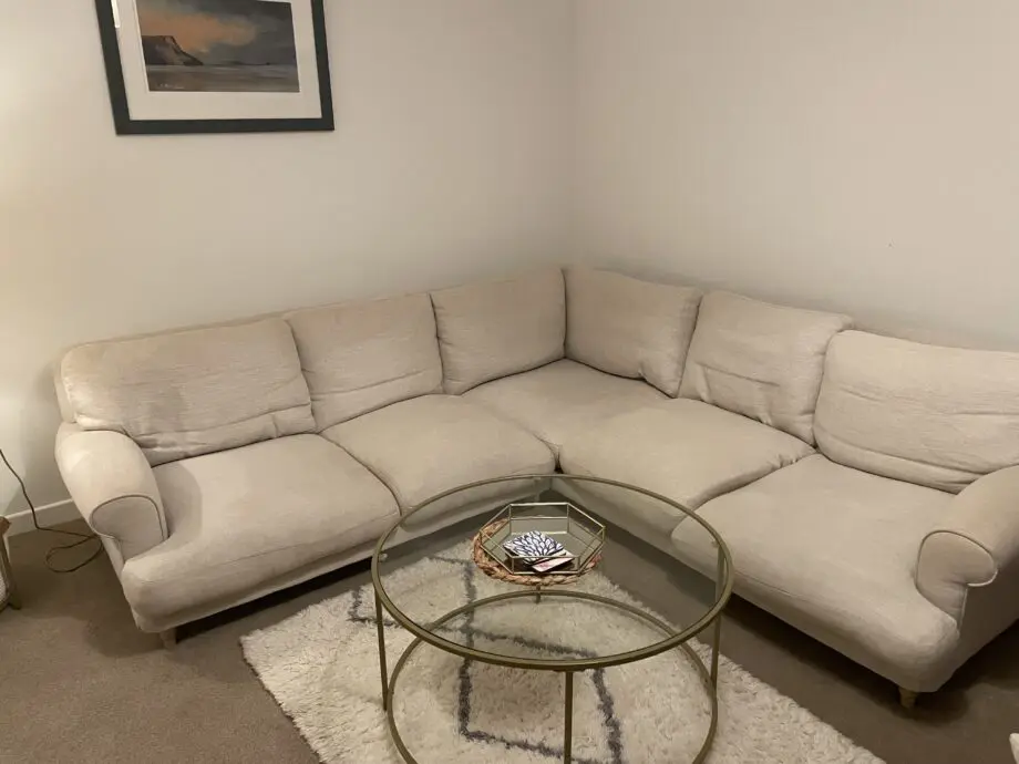 LOAF Even Sided Slowcoach Corner Sofa in Shell Clever Laundered Linen