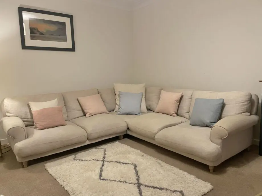 LOAF Even Sided Slowcoach Corner Sofa in Shell Clever Laundered Linen