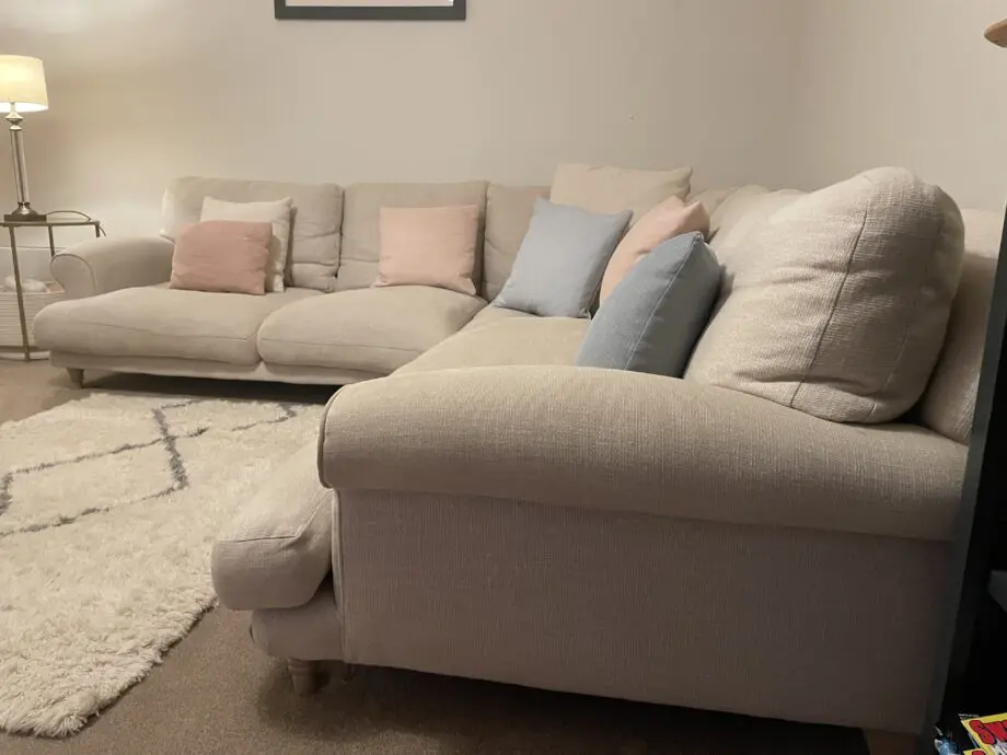 LOAF Even Sided Slowcoach Corner Sofa in Shell Clever Laundered Linen