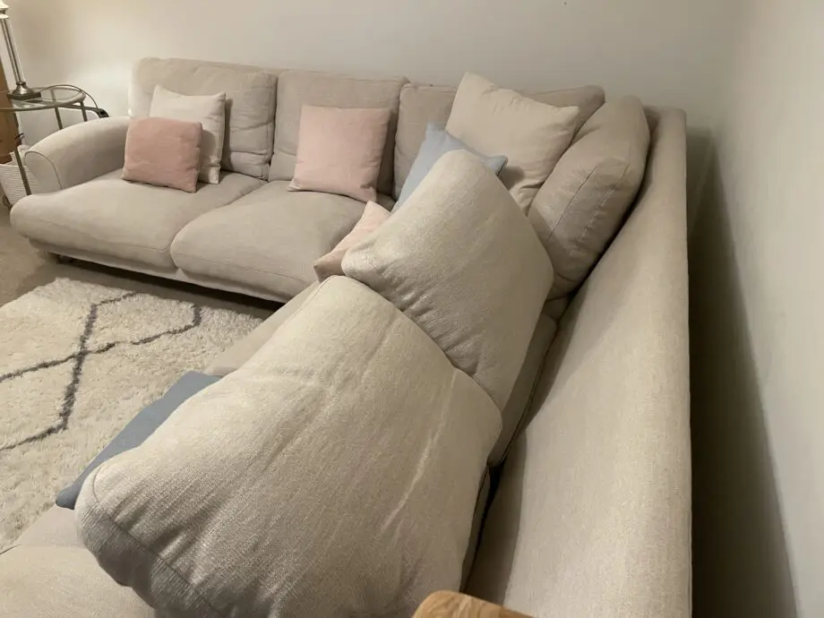 LOAF Even Sided Slowcoach Corner Sofa in Shell Clever Laundered Linen