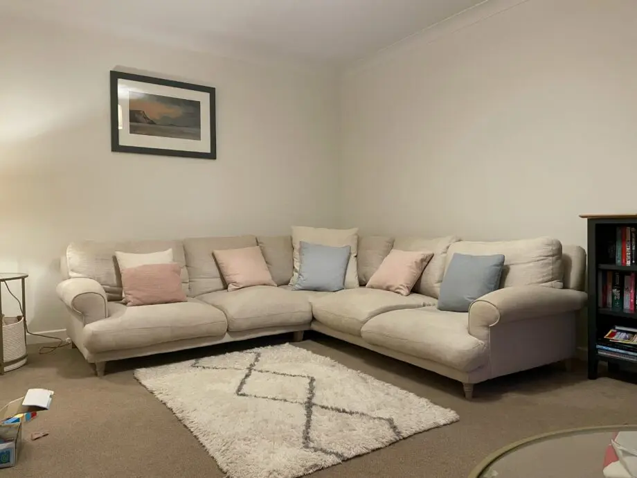 LOAF Even Sided Slowcoach Corner Sofa in Shell Clever Laundered Linen