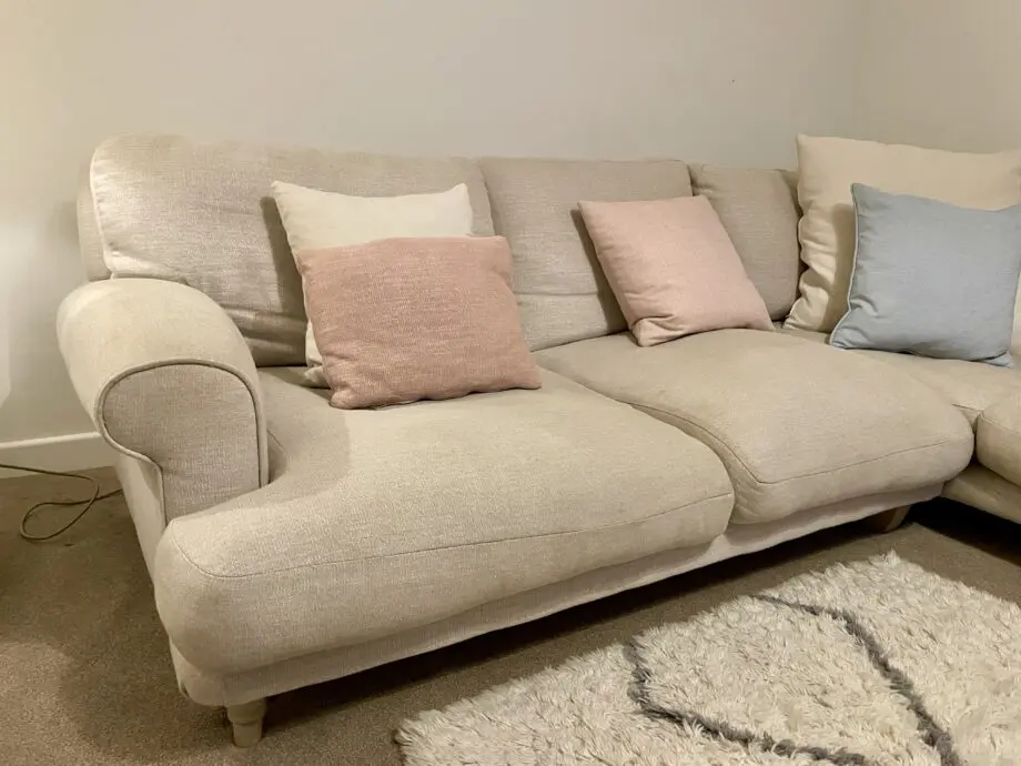 LOAF Even Sided Slowcoach Corner Sofa in Shell Clever Laundered Linen