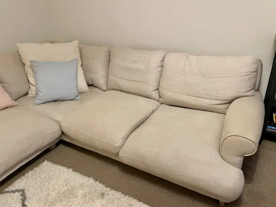 LOAF Even Sided Slowcoach Corner Sofa in Shell Clever Laundered Linen