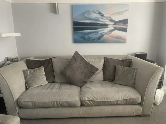 DFS GREY SOFA WITH CUDDLE CHAIR