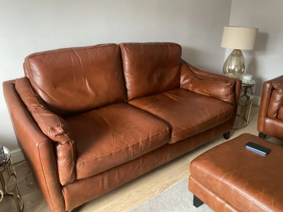 Thomas Lloyd brown Hudson sofa and 2chairs plus footstool