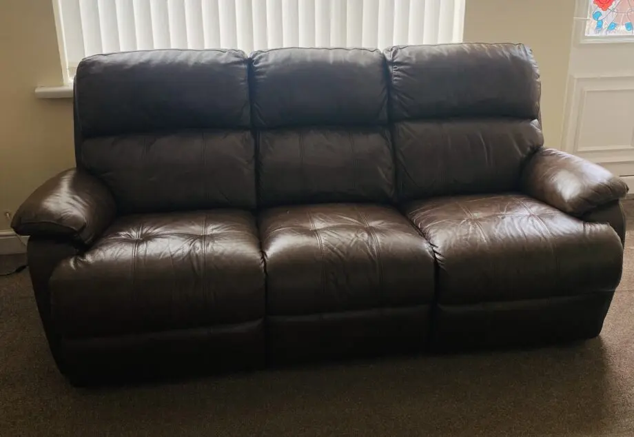 Brown leather sofa